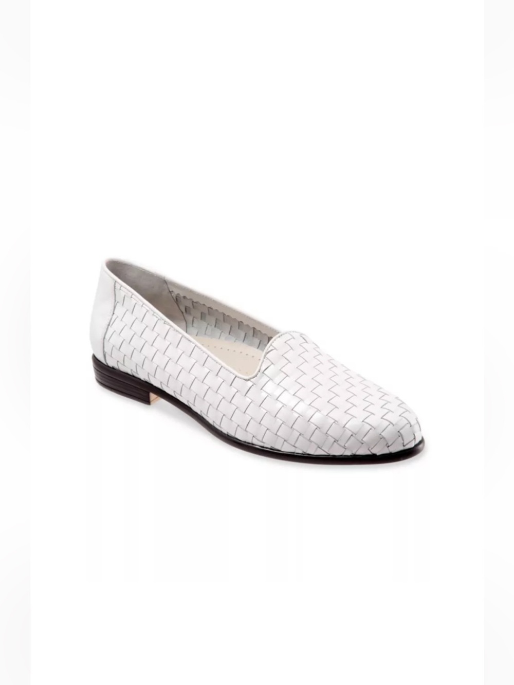 🛍️ NWT Trotters White Woven Leather Loafers Sz 6W